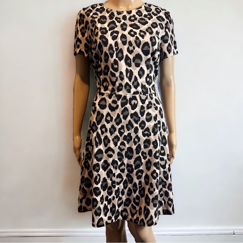 Eliza J Leopard Print Short Sleeve Fit And Flare Dress